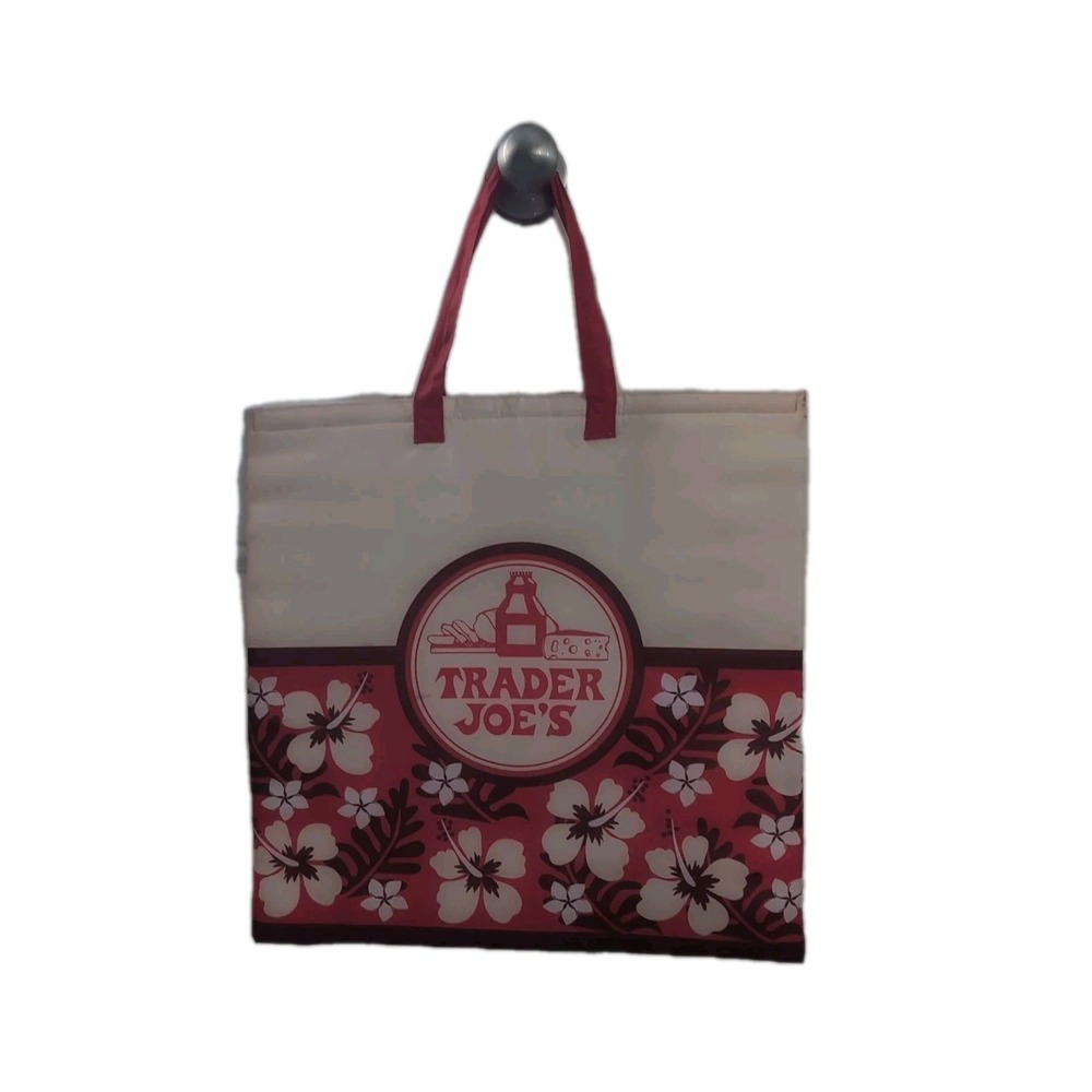 Trader Joe's Vintage 18" Insulated Grocery Bag Hawaiian Hibiscus Flower Carryall